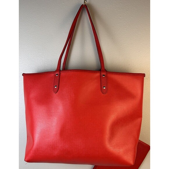 COACH F57669 Red REVERSIBLE CITY TOTE Attached WRISTLET Pouch Posey Floral - Picture 6 of 16